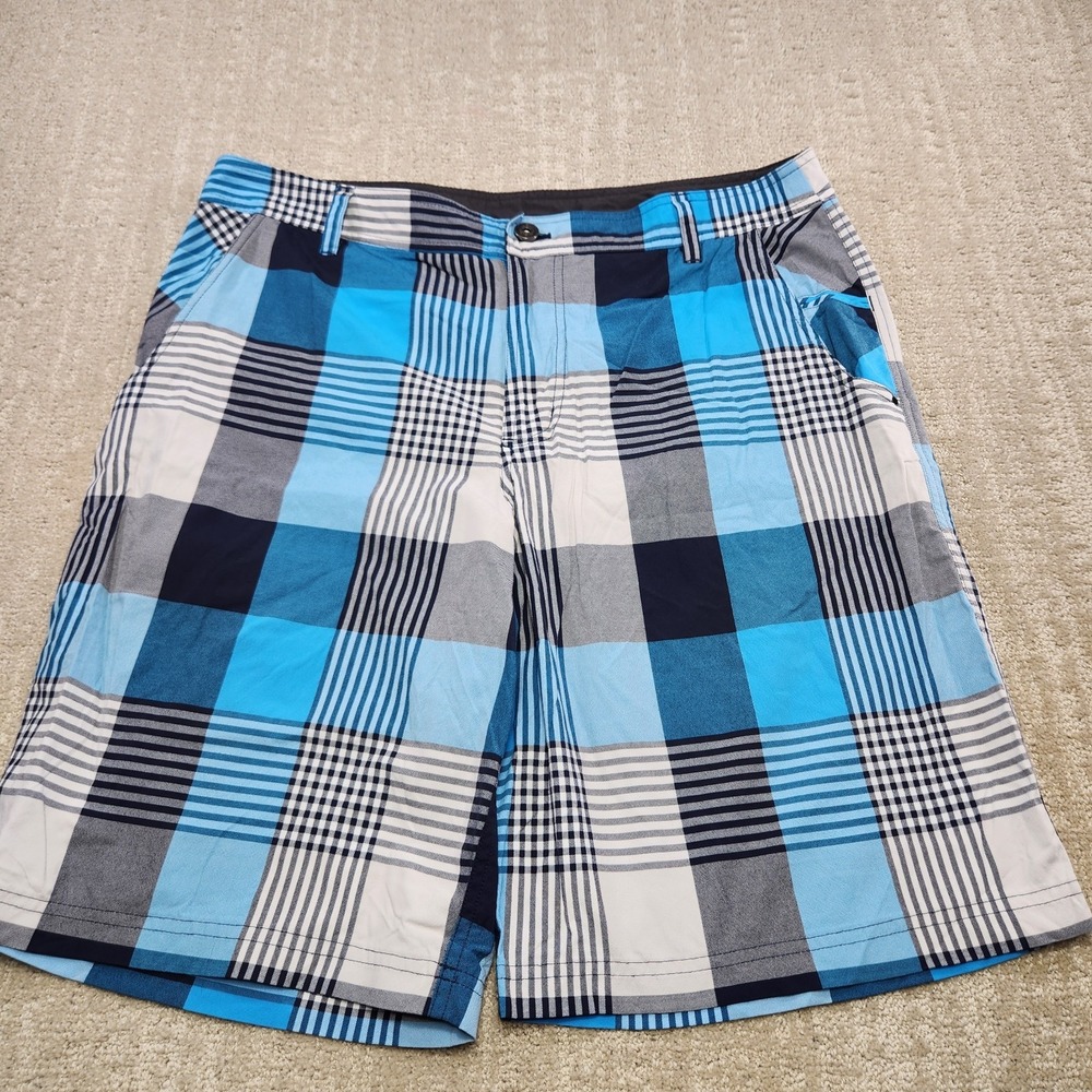 Lululemon ABC Shorts Men 36 10" Inseam Plaid Performance Chino Blue Golf Stretch